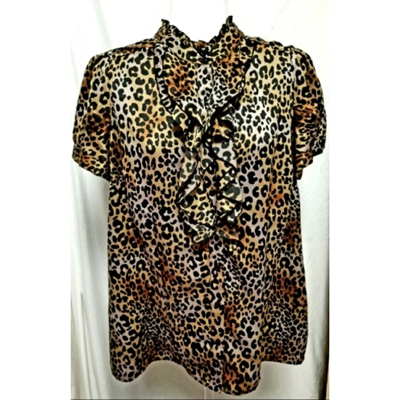 Worthington Tops - Worthington Animal Print Ruffled Blouse - Sz 1X